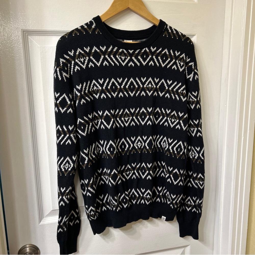 Mens Sovereign Code 1917 Nordic Black Lightweight Cotton Sweater Size Small
